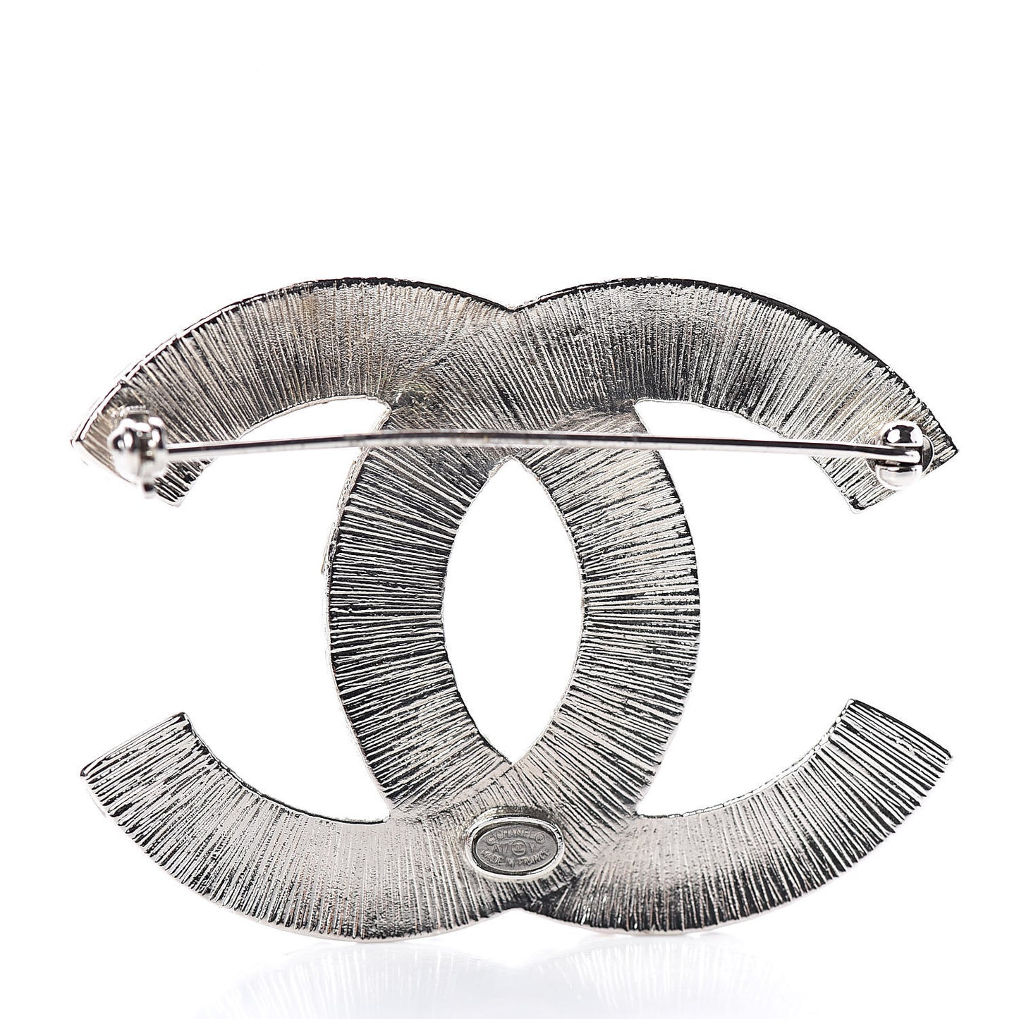 Baguette Crystal CC Brooch Silver