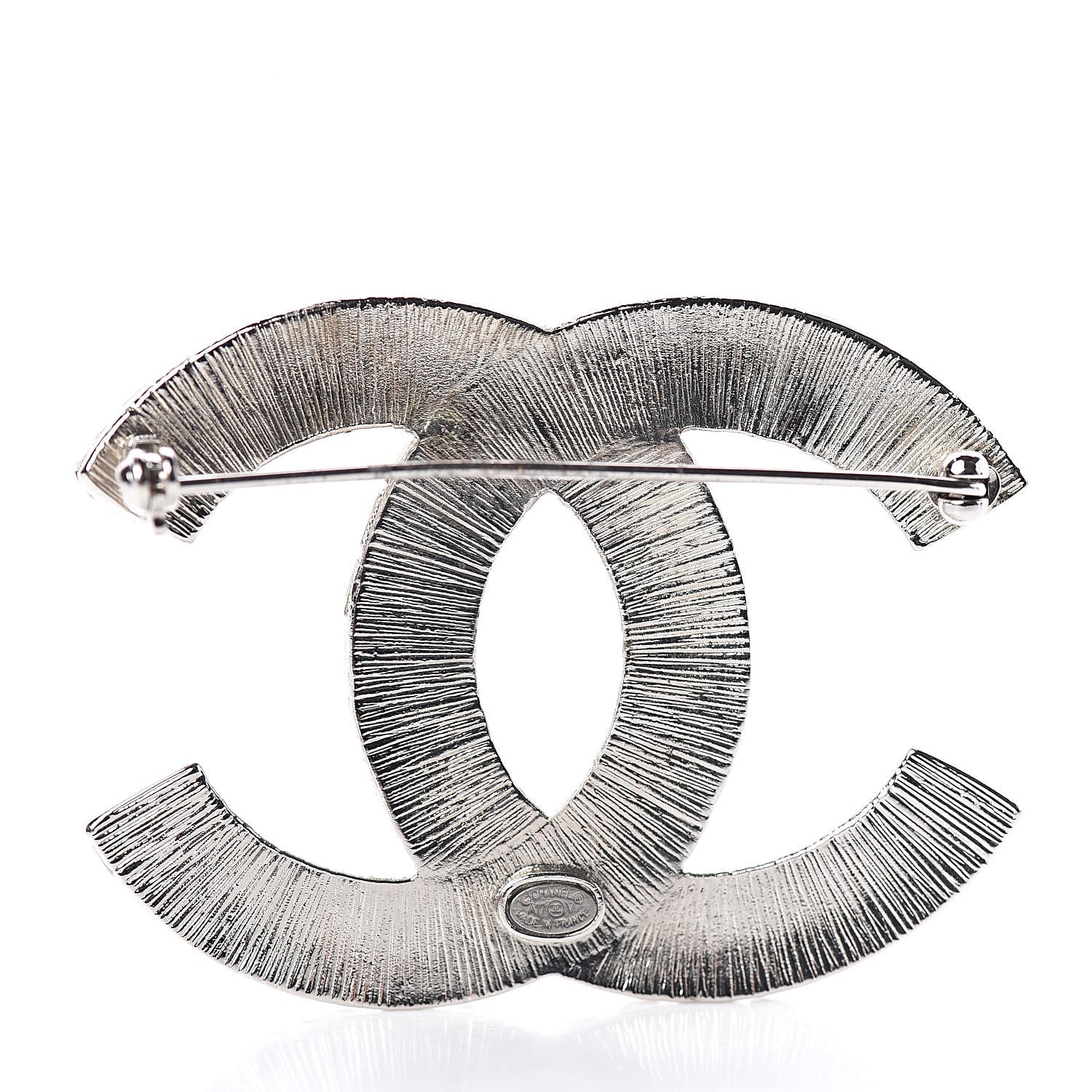 Chanel Baguette Crystal CC Brooch Silver 3 of 4