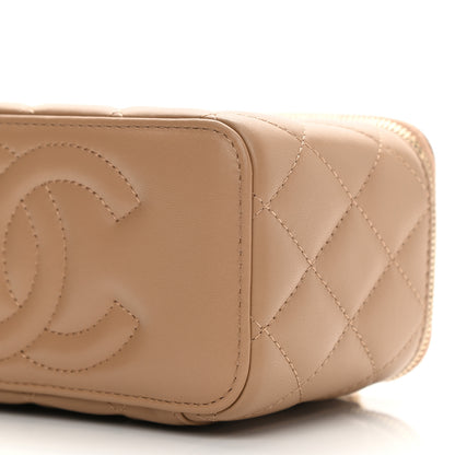 Chanel Lambskin Quilted Pearl Crush Small Vanity Case With Chain Beige 11 of 12