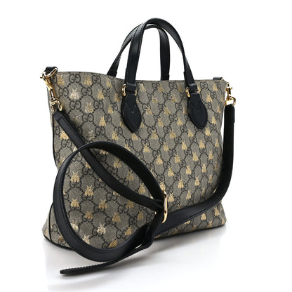 Gucci Soft GG Supreme Monogram Bees Small Crossbody Tote Beige Oro Black 2 of 9