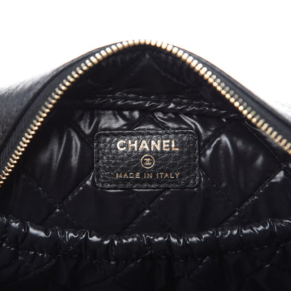 Chanel Grained Calfskin Quilted Medium Curvy Pouch Cosmetic Case Black 6 of 9