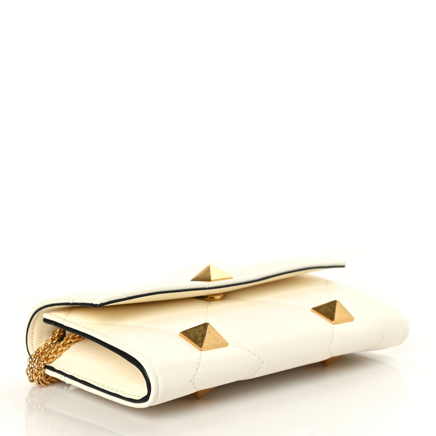Valentino Garavani Nappa Roman Stud Wallet On Chain Ivory 3 of 7