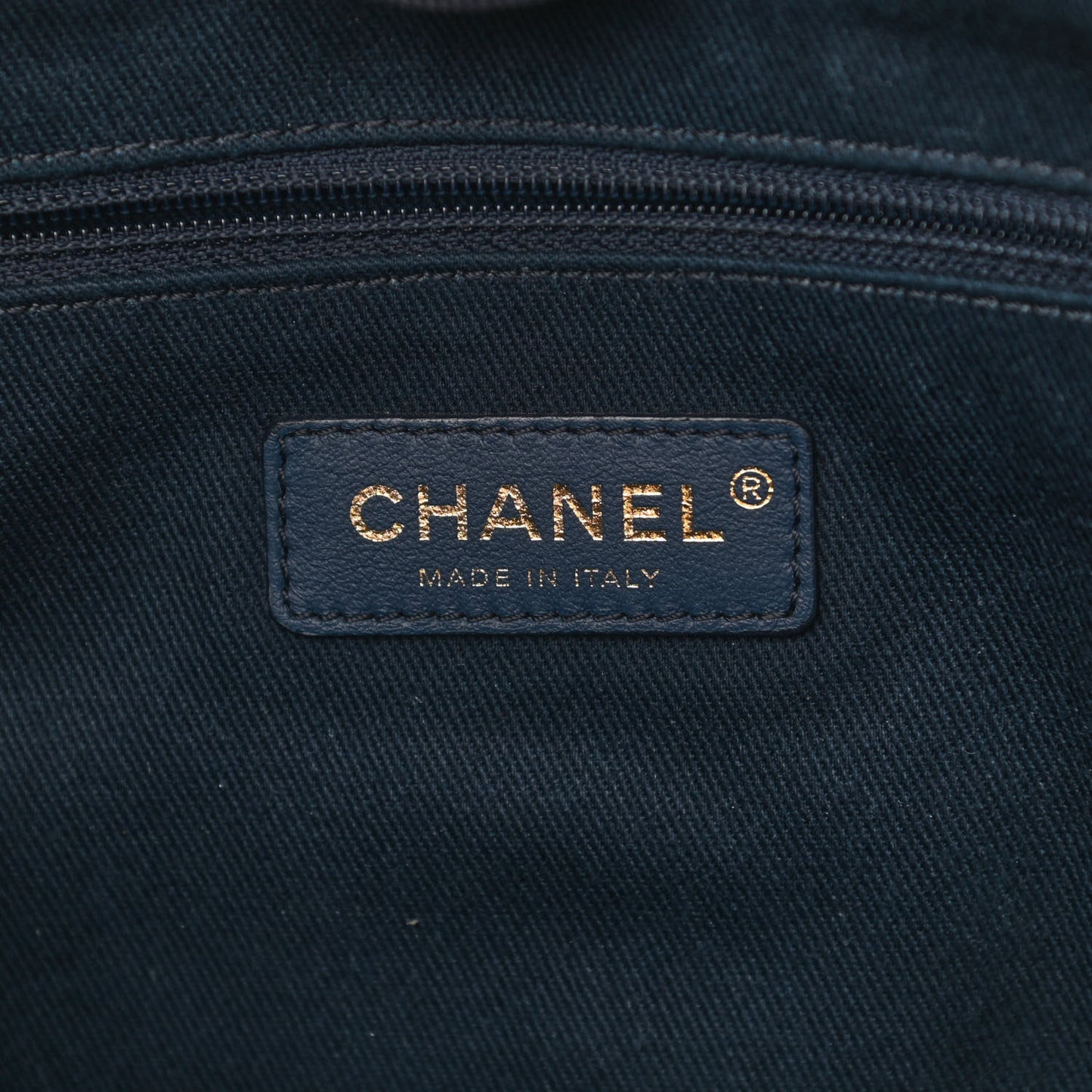 Lurex Canvas Small Deauville Tote Navy Blue Gold