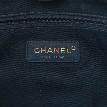 Chanel Lurex Canvas Small Deauville Tote Navy Blue Gold 6 of 10