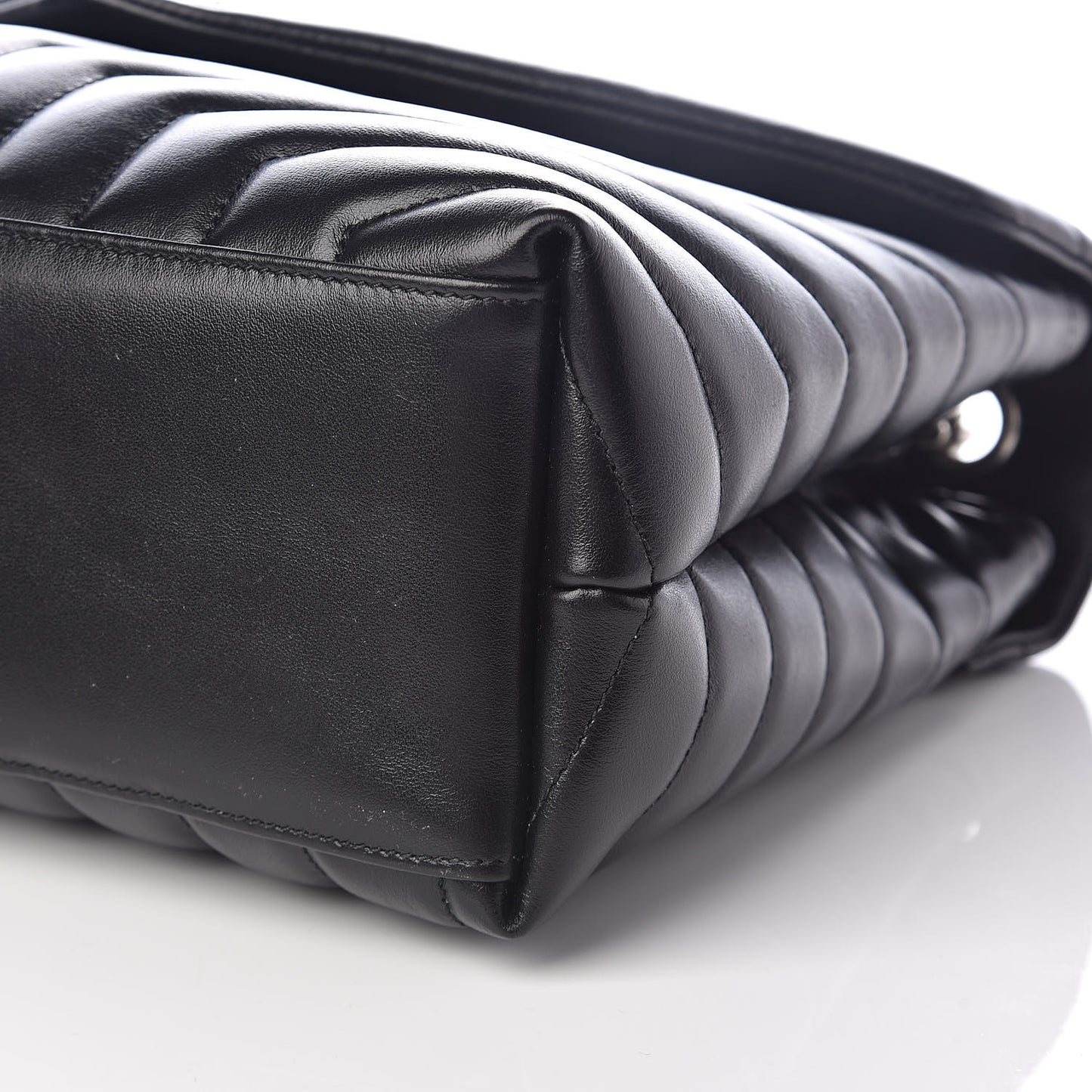 Calfskin Y Quilted Monogram Medium Loulou Chain Satchel Black