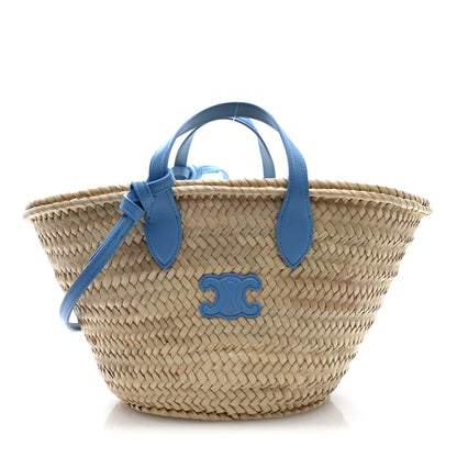 Celine Raffia Calfskin Triomphe Medium Panier Soft Blue 1 of 9