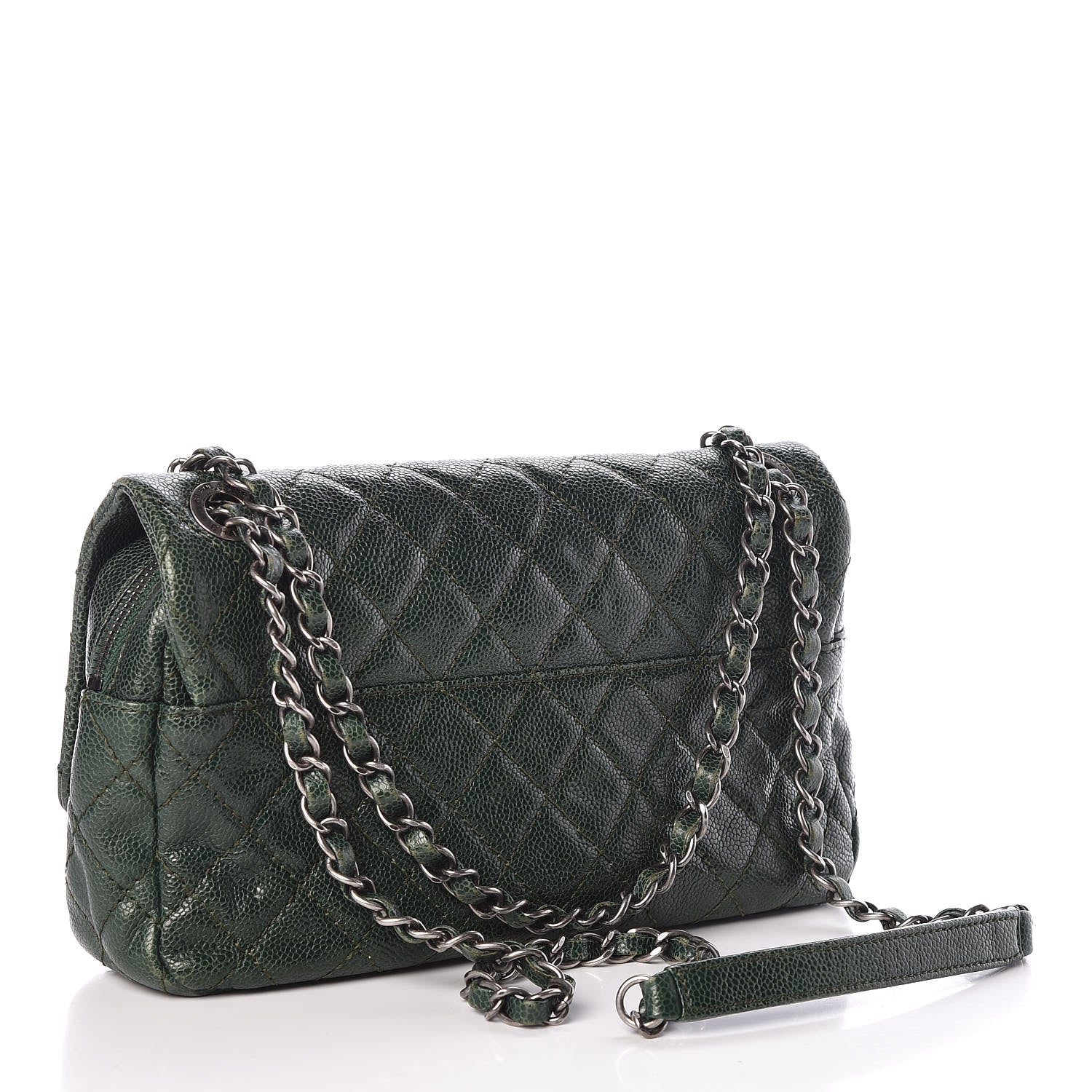 Chanel Iridescent Caviar Quilted Medium Chic Flap Green 3 of 15