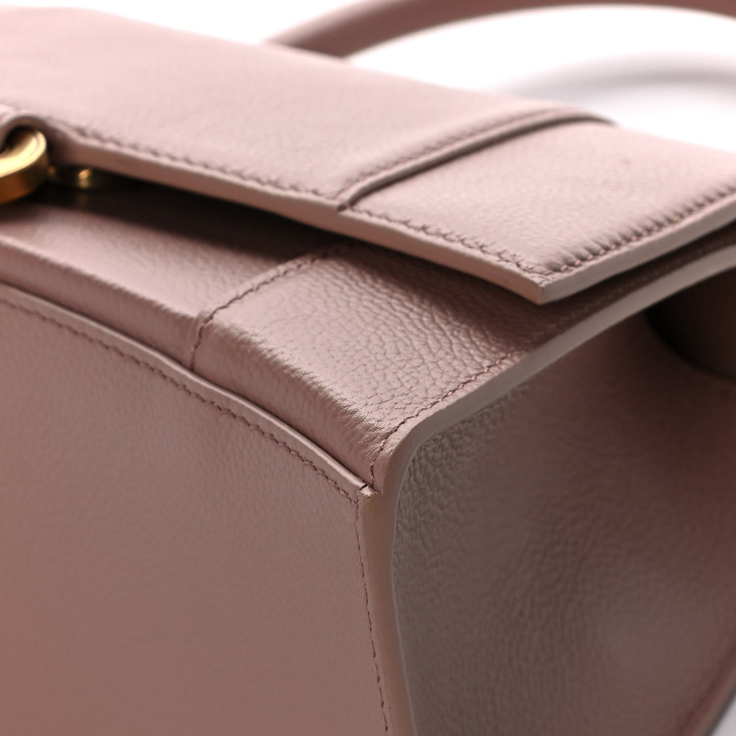 Grained Calfskin Small Hourglass Top Handle Bag Nude Beige