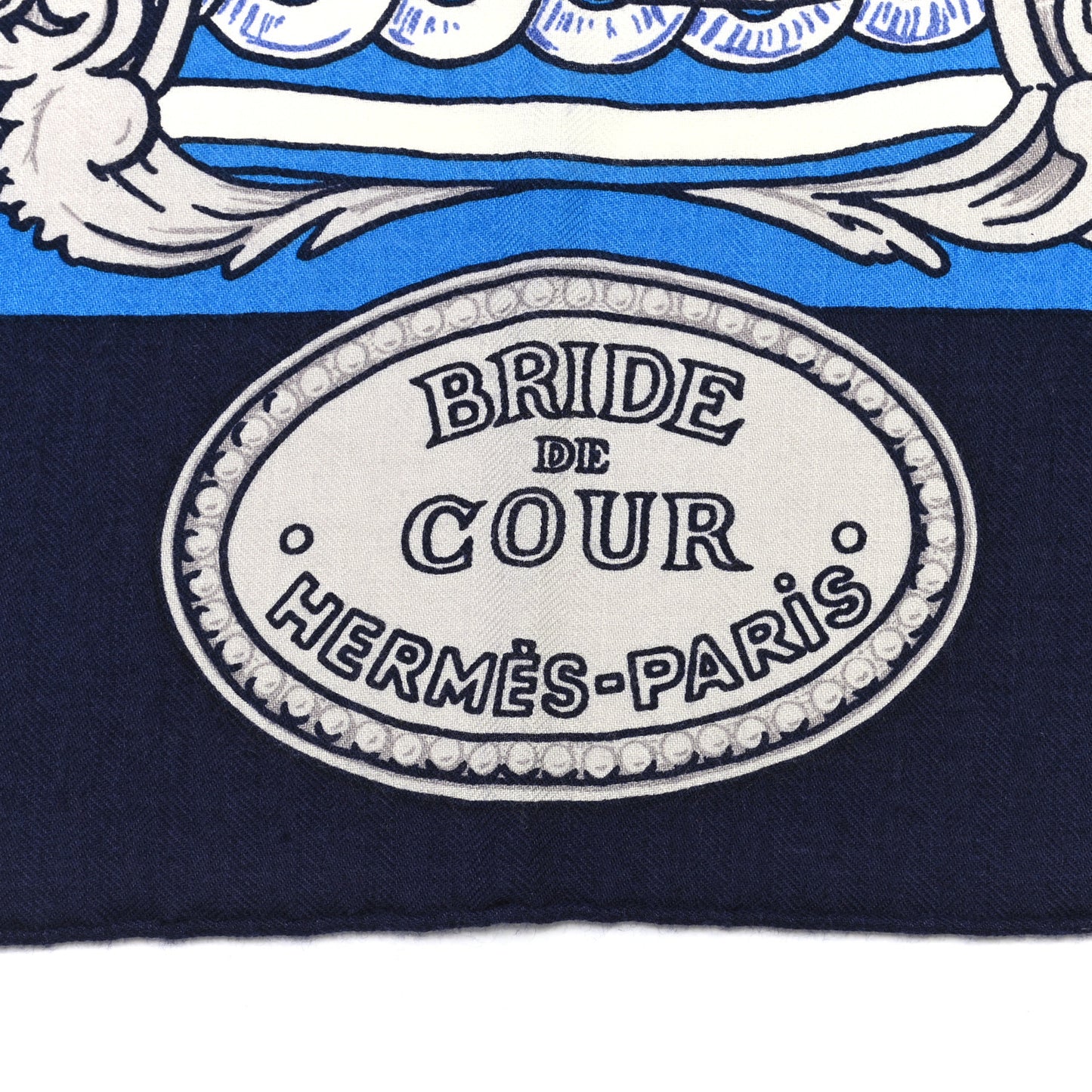 Cashmere Silk Bride De Cour Remix Shawl 140 Bleu Marine Cobalt Gold
