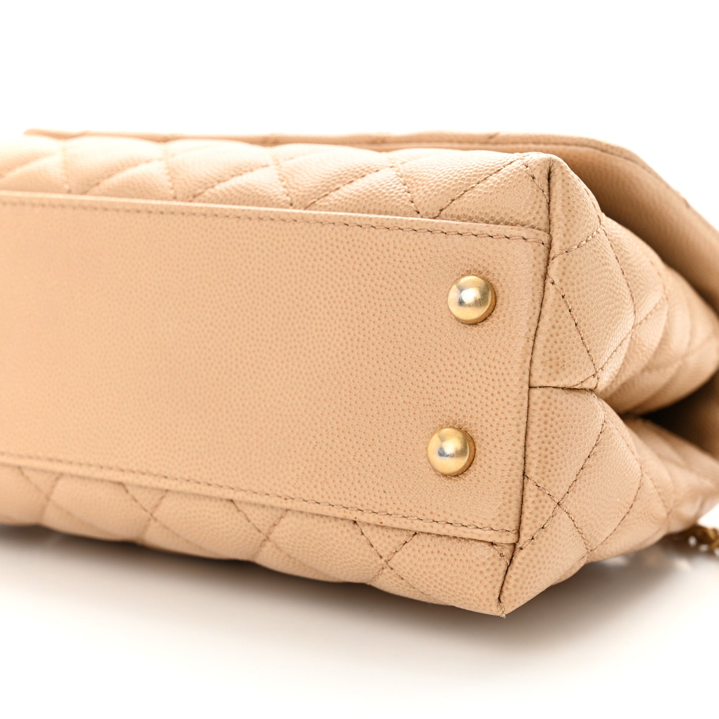 Caviar Quilted Mini Coco Handle Flap Beige