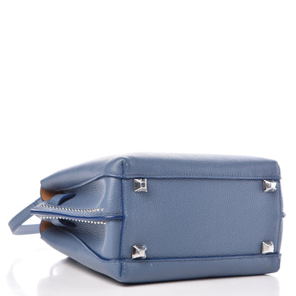 MCM Grained Calfskin Studded Mini Milla Tote Luft Blue 4 of 9