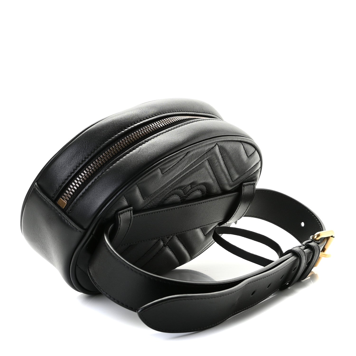 Gucci Calfskin Matelasse GG Marmont Belt Bag 65 26 Black 3 of 9