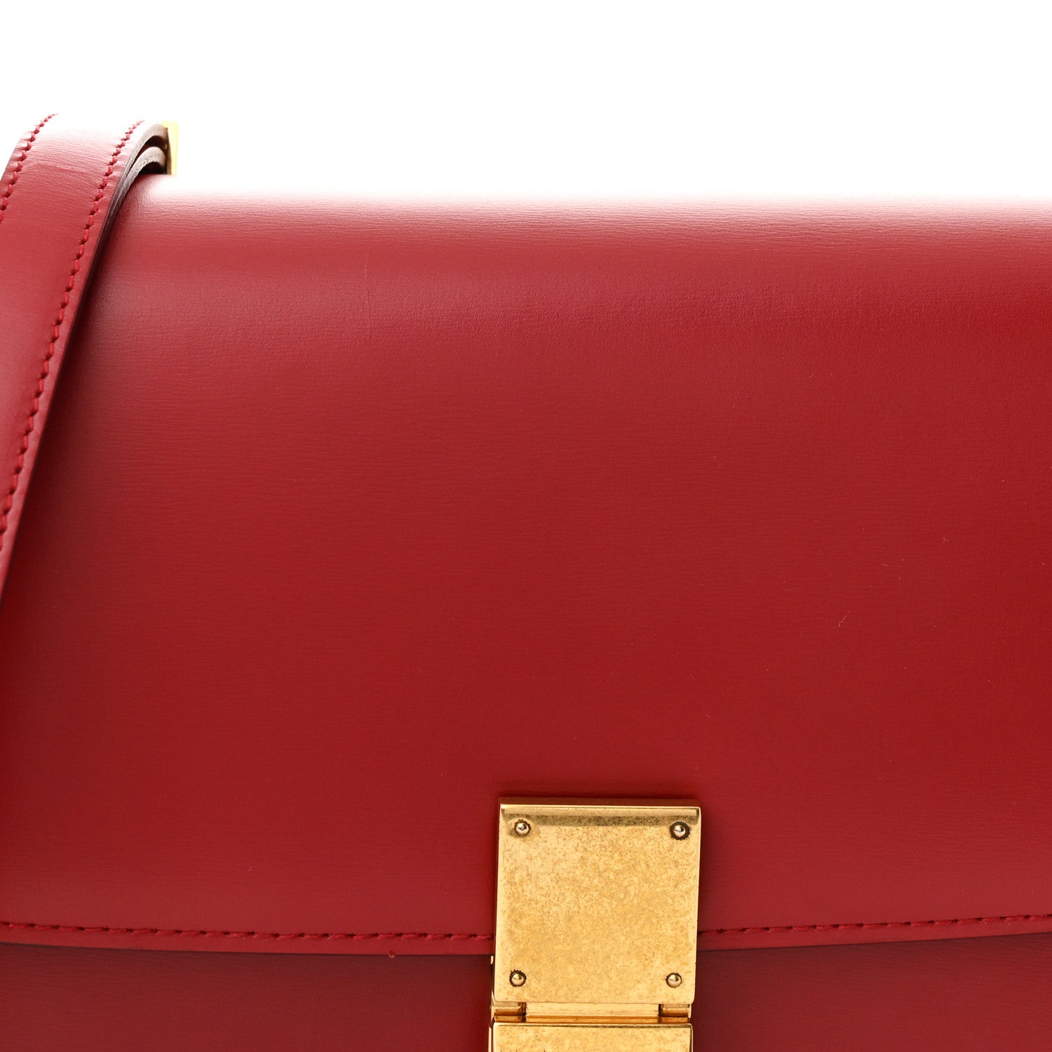 Celine Box Calfskin Medium Classic Box Flap Bag Red 9 of 15