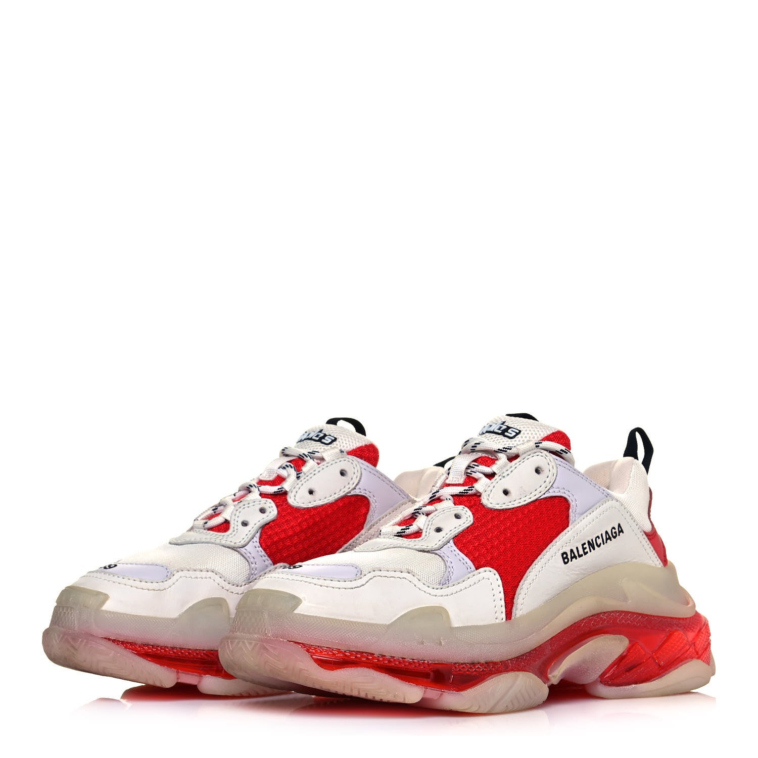 Balenciaga Fabric Mesh Clear Sole Mens Triple S Sneakers 39 White Red 3 of 8