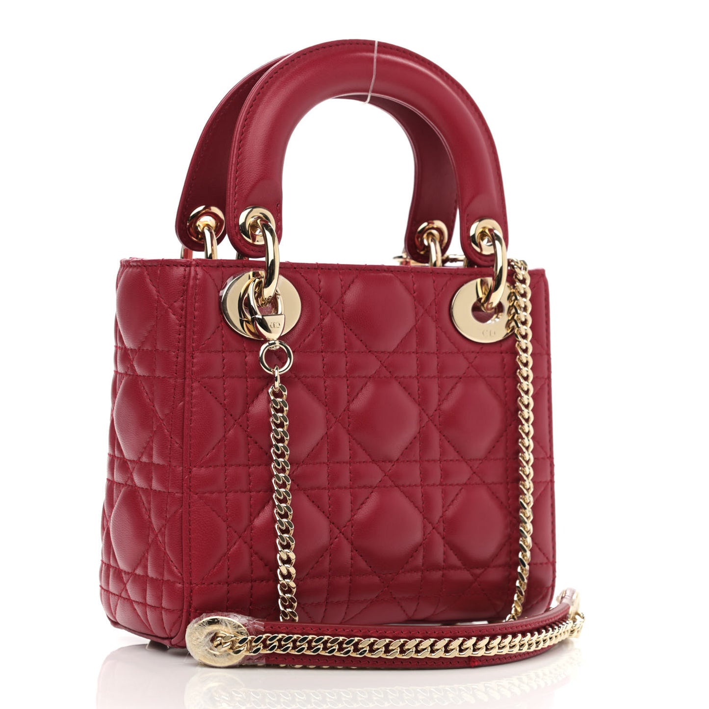 Lambskin Cannage Mini Lady Dior Burgundy