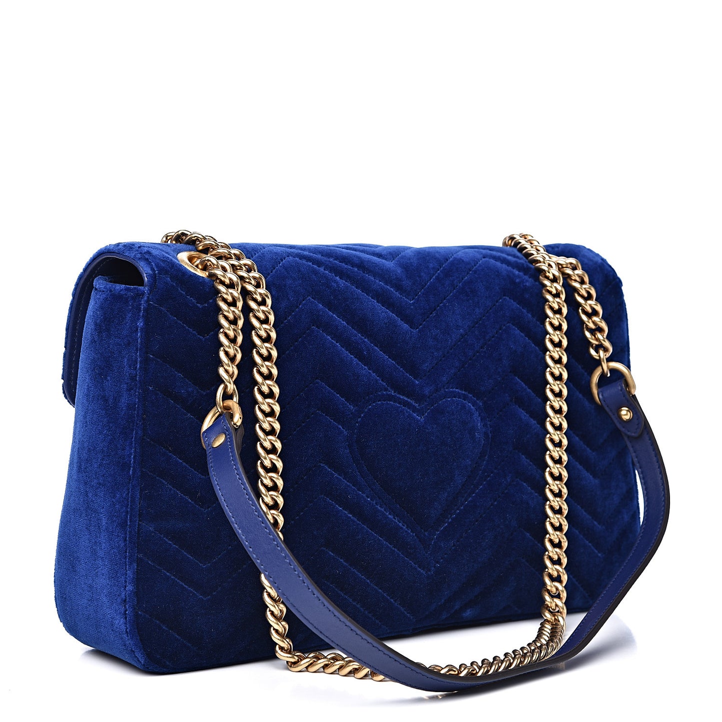 Velvet Matelasse Medium GG Marmont Shoulder Bag Cobalt Blue