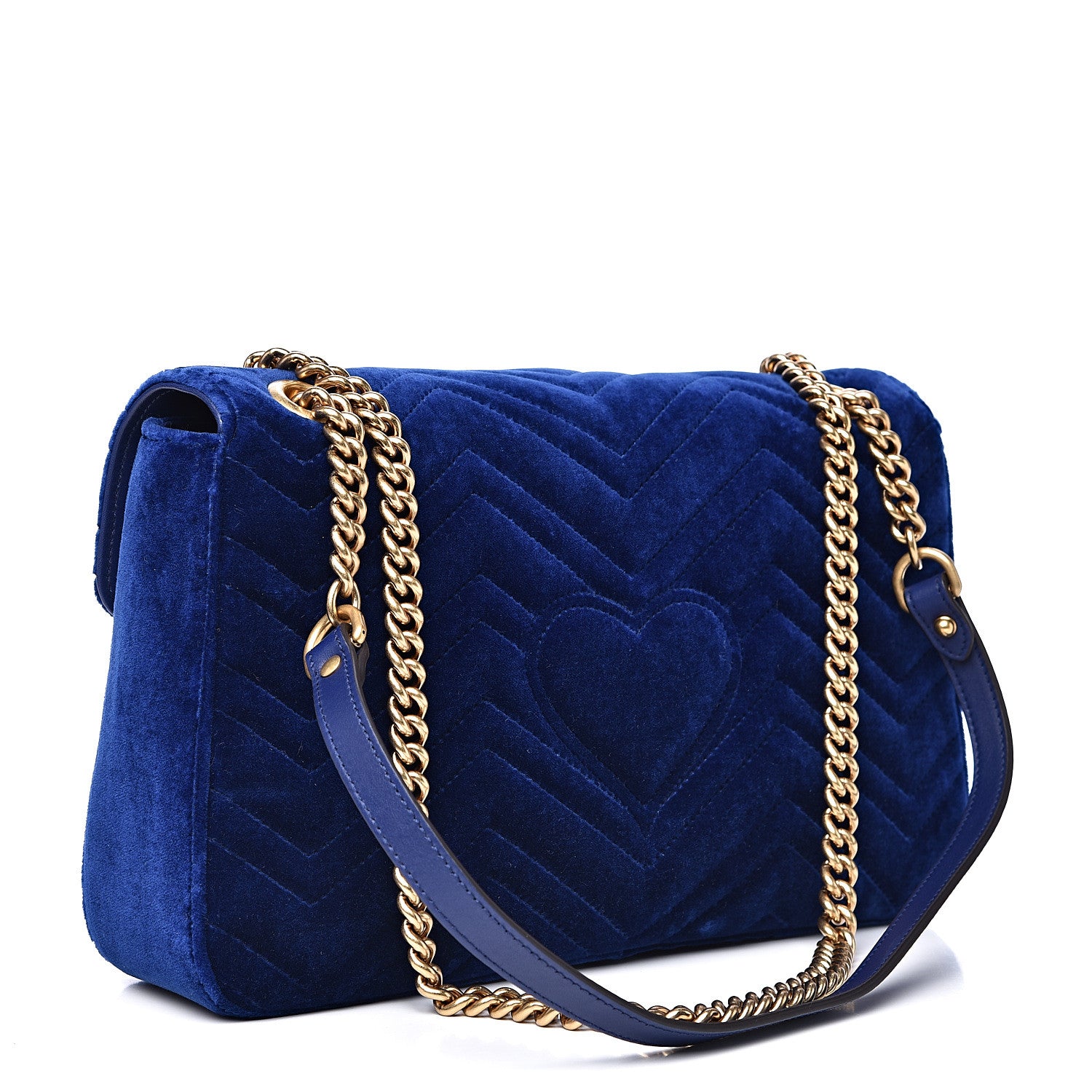 Gucci Velvet Matelasse Medium GG Marmont Shoulder Bag Cobalt Blue 2 of 10