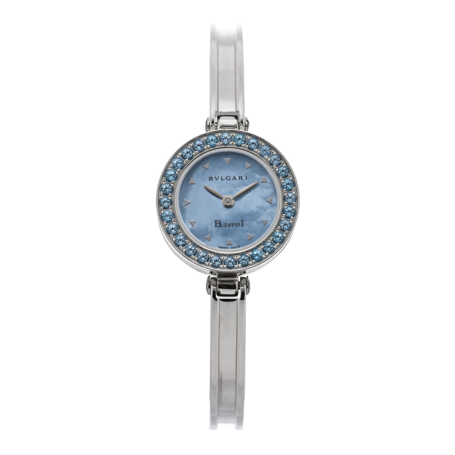 Bulgari Stainless Steel Blue Topaz Blue Mother of Pearl 22mm B.Zero1 Quartz Watch 1 of 4