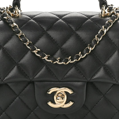 Chanel Lambskin Quilted Mini Top Handle Rectangular Flap Black 8 of 10