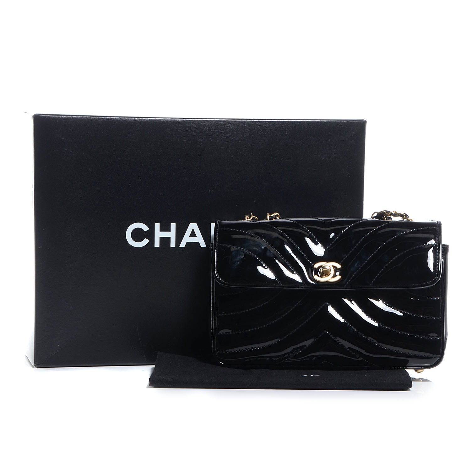 Chanel Patent Small Chevron Single Flap Black 9 of 9