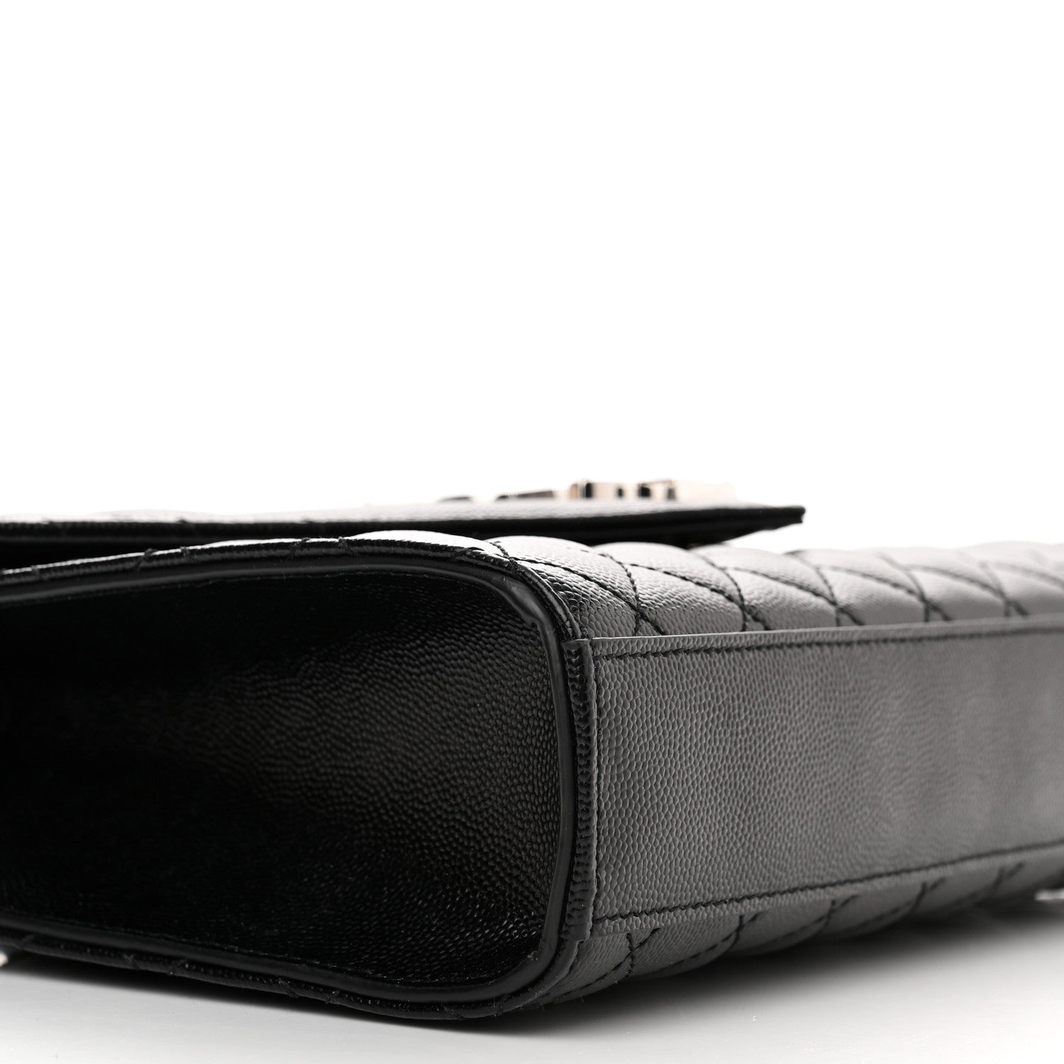 Saint Laurent Grain De Poudre Textured Mixed Matelasse Triquilt Medium Monogram Satchel Black 8 of 11