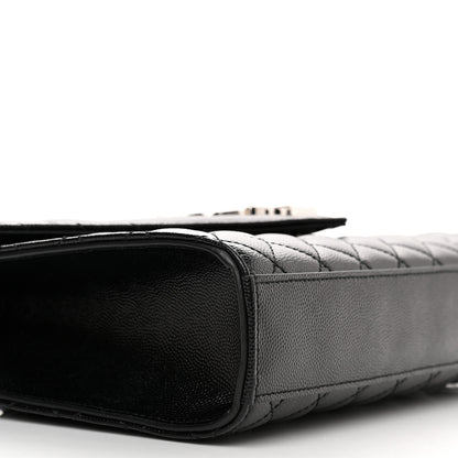 Saint Laurent Grain De Poudre Textured Mixed Matelasse Triquilt Medium Monogram Satchel Black 8 of 11