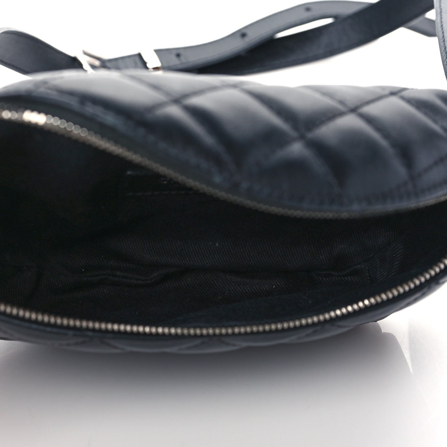 Calfskin Quilted Waist Belt Bag Black