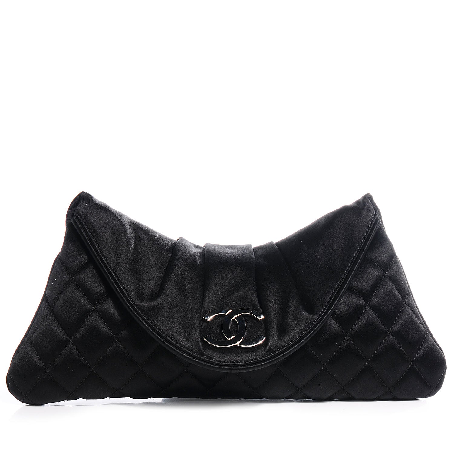 Chanel Satin Quilted Flap Clutch Black 1 of 7