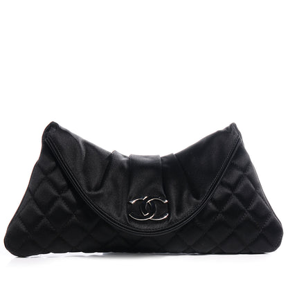 Chanel Satin Quilted Flap Clutch Black 1 of 7