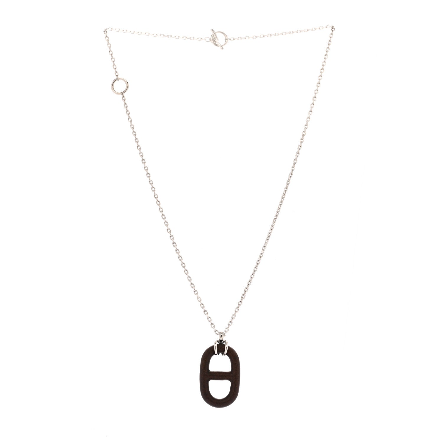Hermes Vulcanium Chaine d'Ancre Necklace Silver Brun 3 of 6