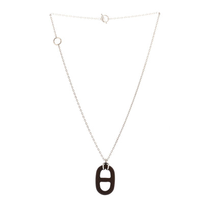 Hermes Vulcanium Chaine d'Ancre Necklace Silver Brun 3 of 6