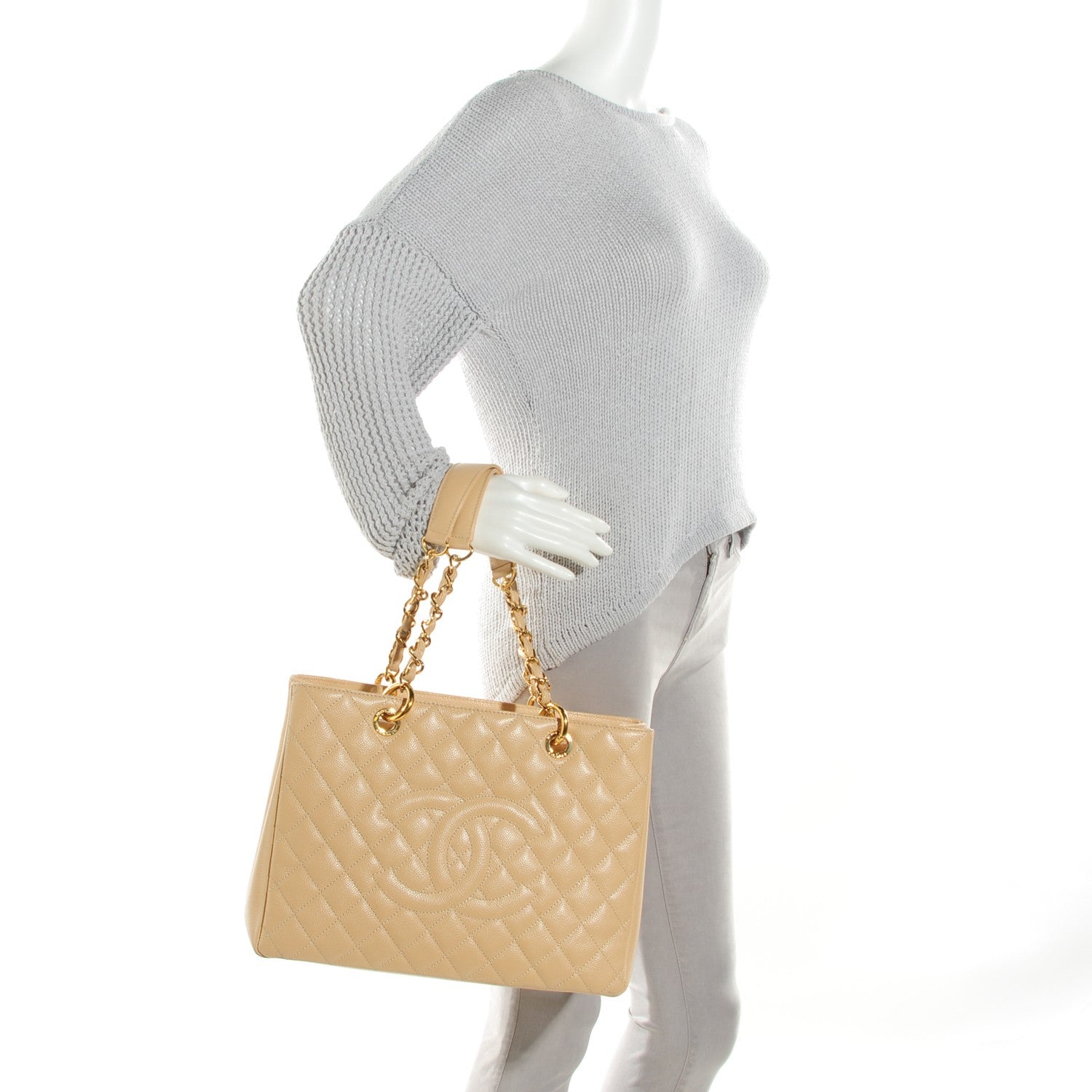 Chanel Caviar Quilted Grand Shopping Tote GST Beige Clair 2 of 7