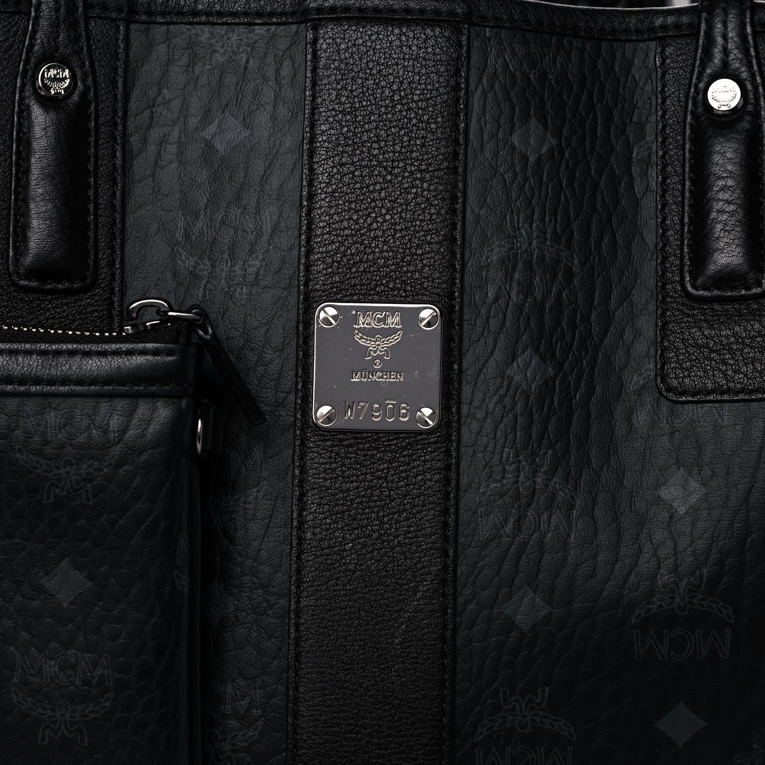 MCM Visetos Medium Liz Reversible Shopper Tote Black 7 of 14