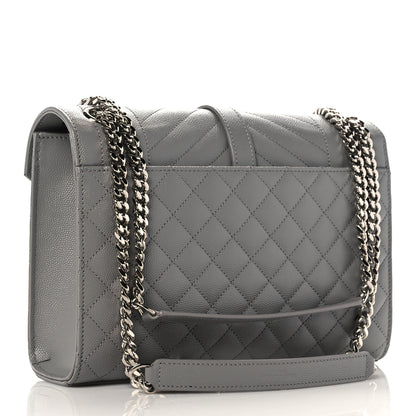 Saint Laurent Grain De Poudre Textured Mixed Matelasse Medium Triquilt Monogram Satchel New Stone 2 of 8