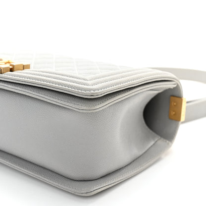 Chanel Caviar Quilted Medium Boy Flap Light Grey 10 of 11