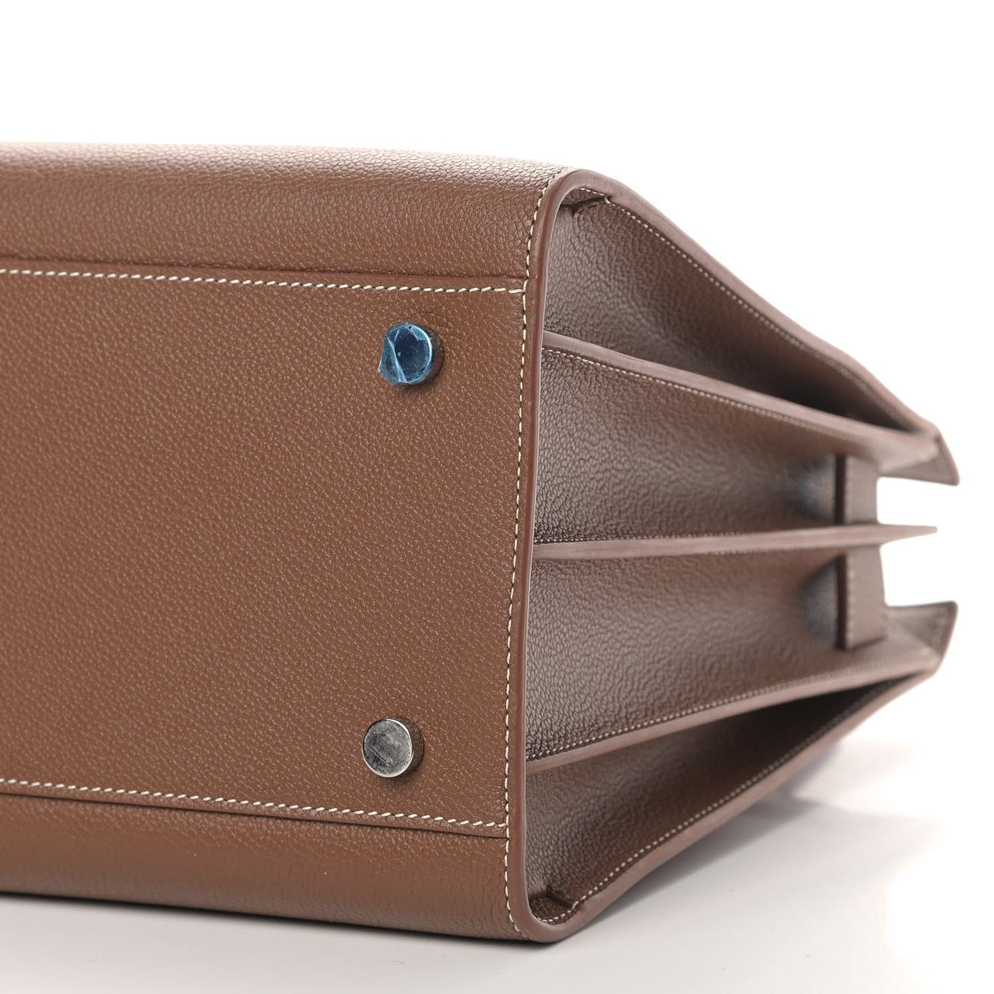 Grained Calfskin Topstitch Small Classic Sac De Jour Taupe