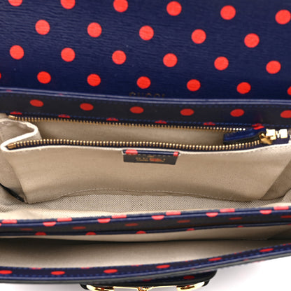 Gucci Shangai Calfskin Polka Dot Horsebit 1955 Shoulder Bag Blue Orange 5 of 10
