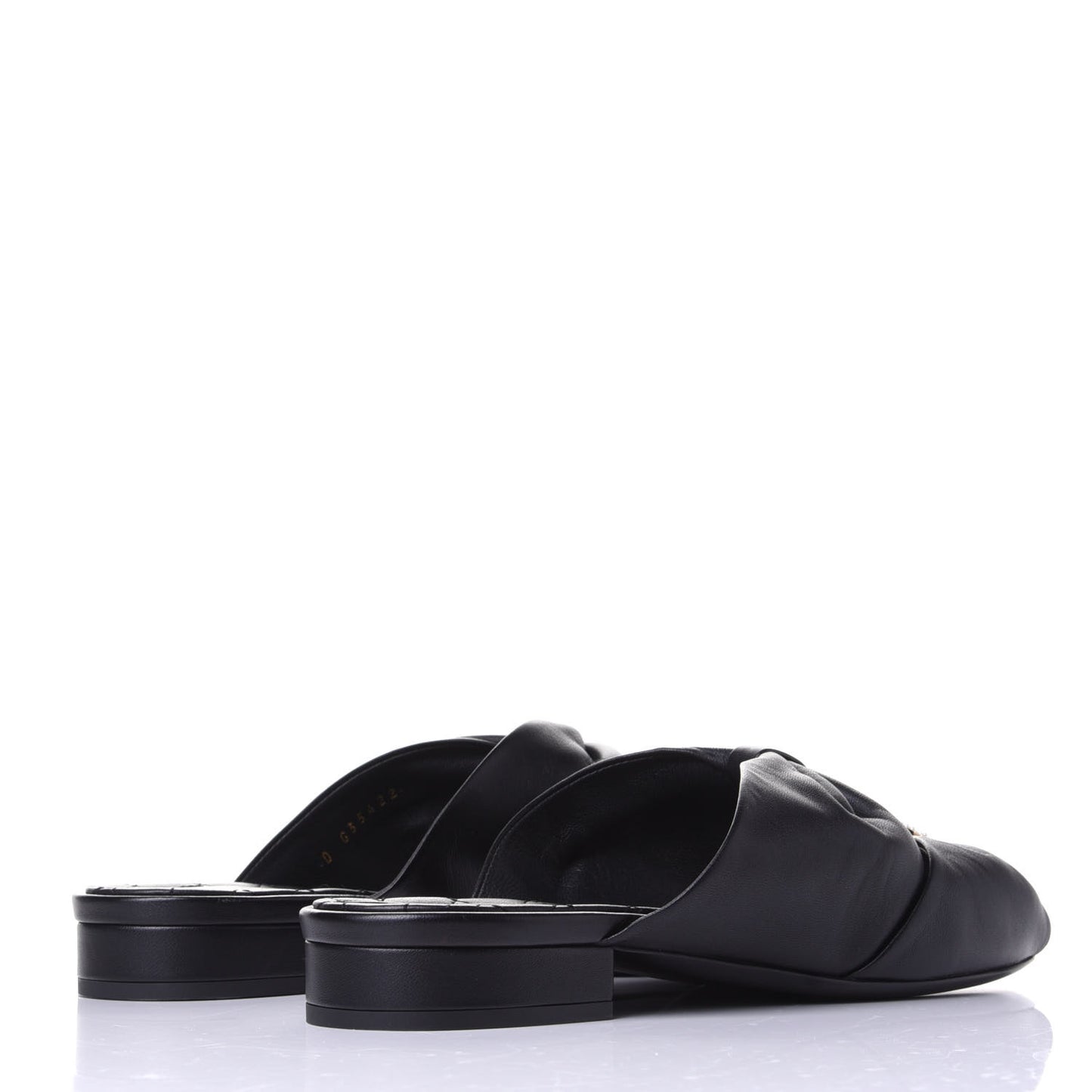 Lambskin Pearl Bow CC Flat Sandals 37.5 Black