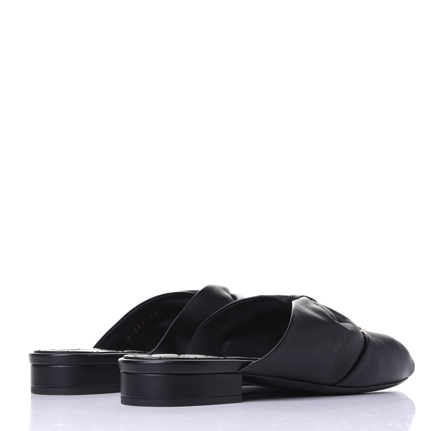 Chanel Lambskin Pearl Bow CC Flat Sandals 37.5 Black 4 of 11