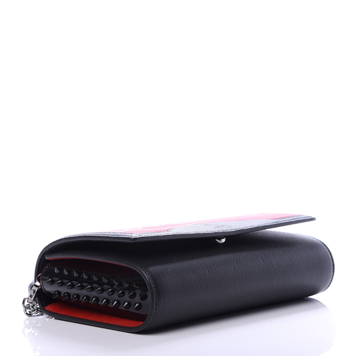 Christian Louboutin Calfskin Gomme Spikes Paloma Clutch Red 4 of 9