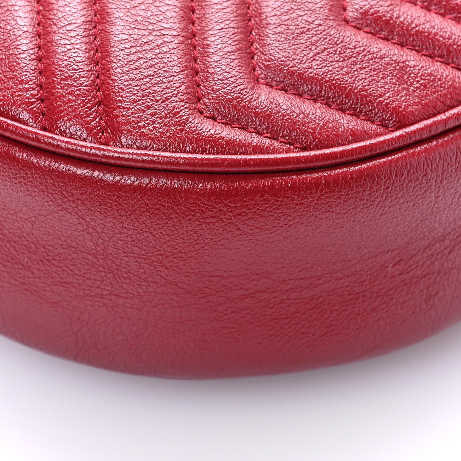Gucci Glazed Calfskin Matelasse Heart Mini GG Marmont Round Shoulder Bag Romantic Cerise 10 of 12