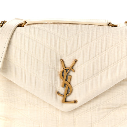 Saint Laurent Cotton Gauze Y Quilted Monogram Small Loulou Chain Satchel Vanilla Ice 8 of 10