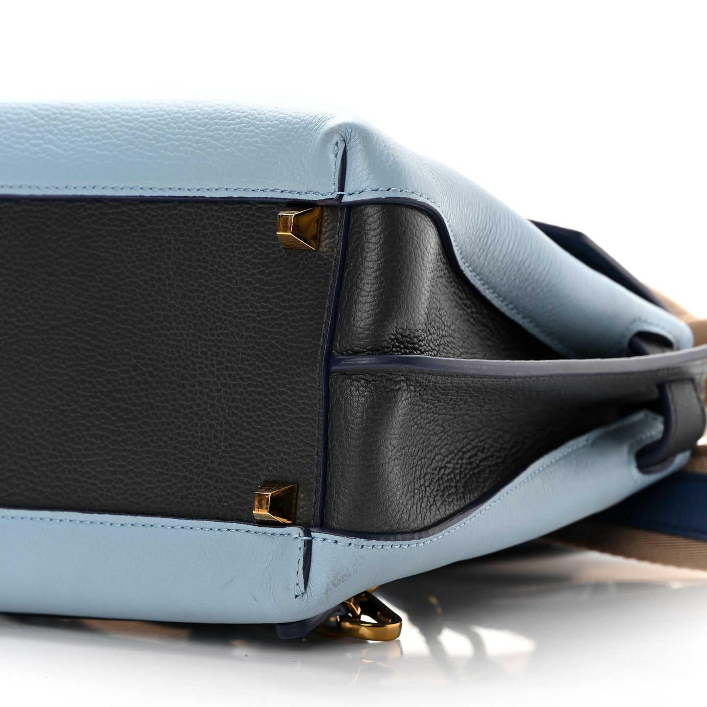 Grained Calfskin Large Milla Convertible Backpack Navy Multicolor