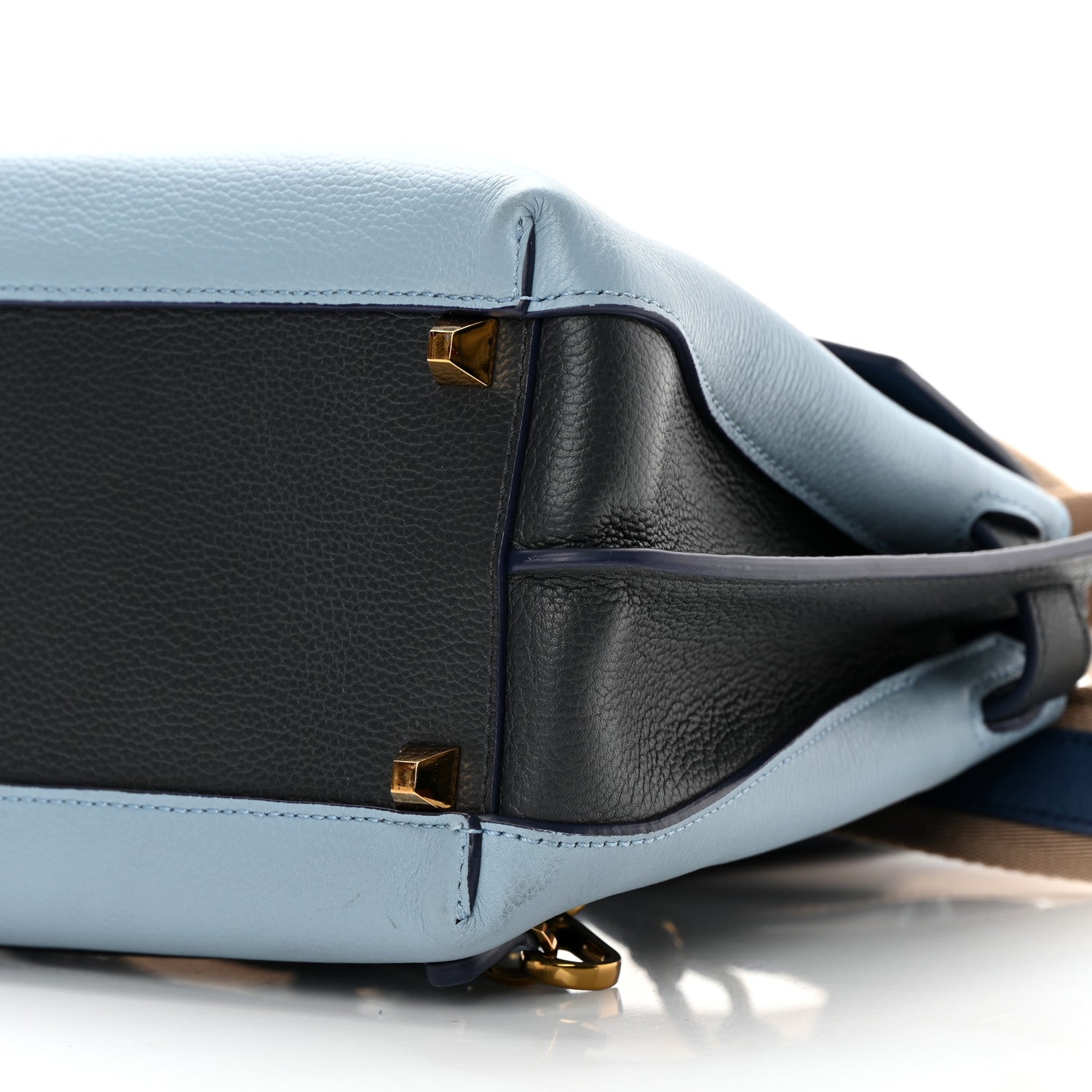 MCM Grained Calfskin Large Milla Convertible Backpack Navy Multicolor 10 of 15