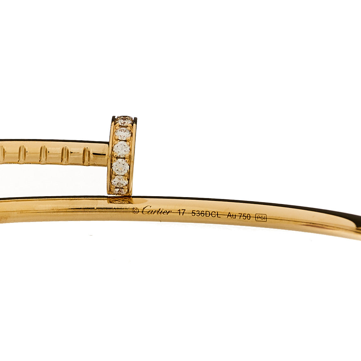Cartier 18K Yellow Gold Diamond Small Juste Un Clou Bracelet 17 3 of 4