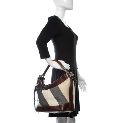 Burberry Canvas Mega Check Hobo Brown 3 of 13