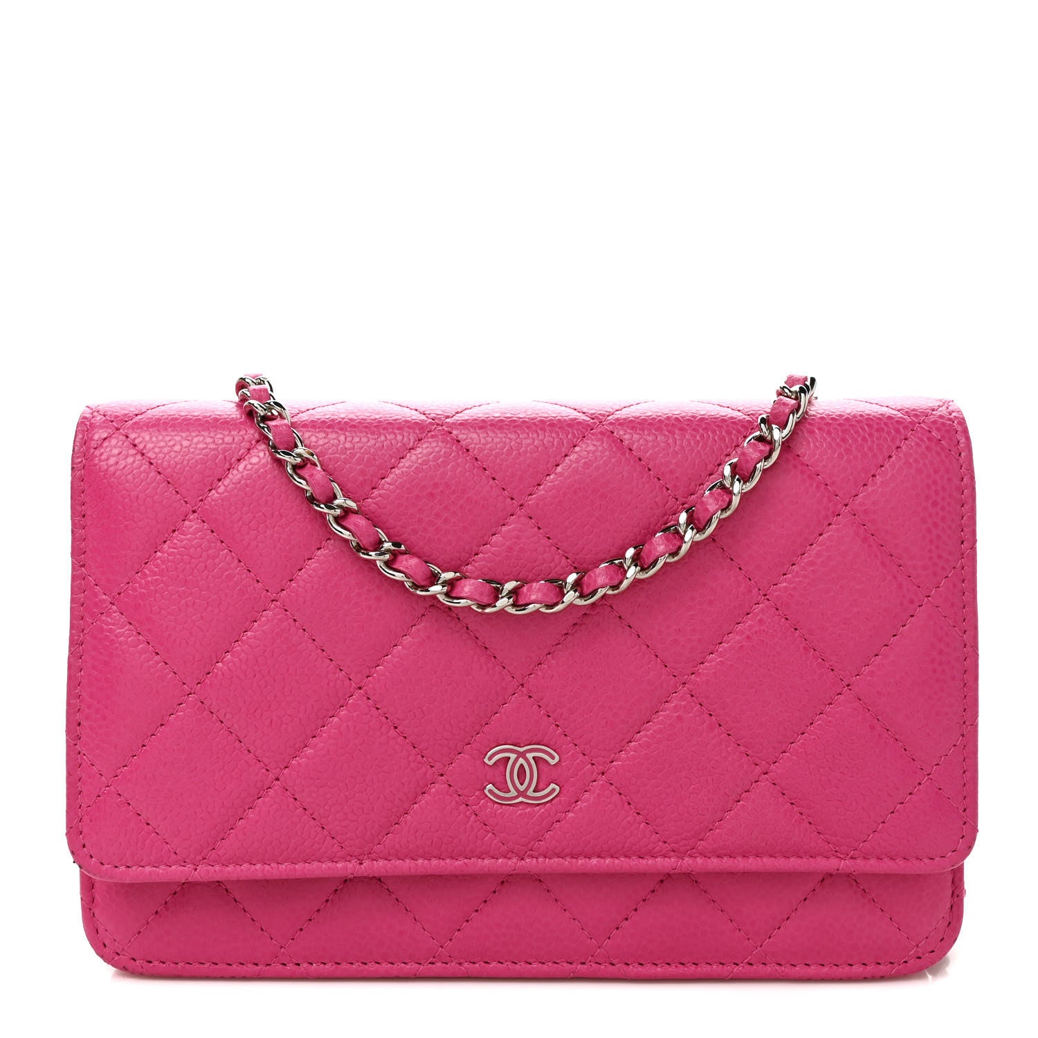 Chanel Caviar Quilted Wallet on Chain WOC Fuchsia 1 of 10
