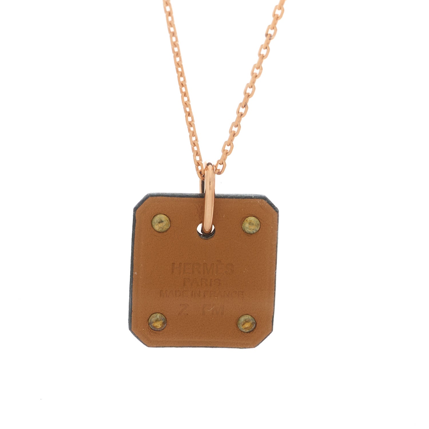 Hermes Rose Gold Plated Swift As De Coeur Necklace Black 6 of 7