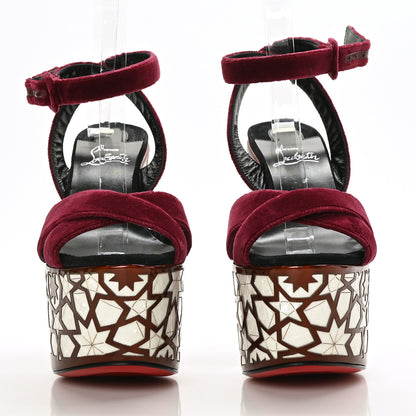 Christian Louboutin Velvet Super Yaz Pearl 160 Sandals 38 Galata Black 2 of 7