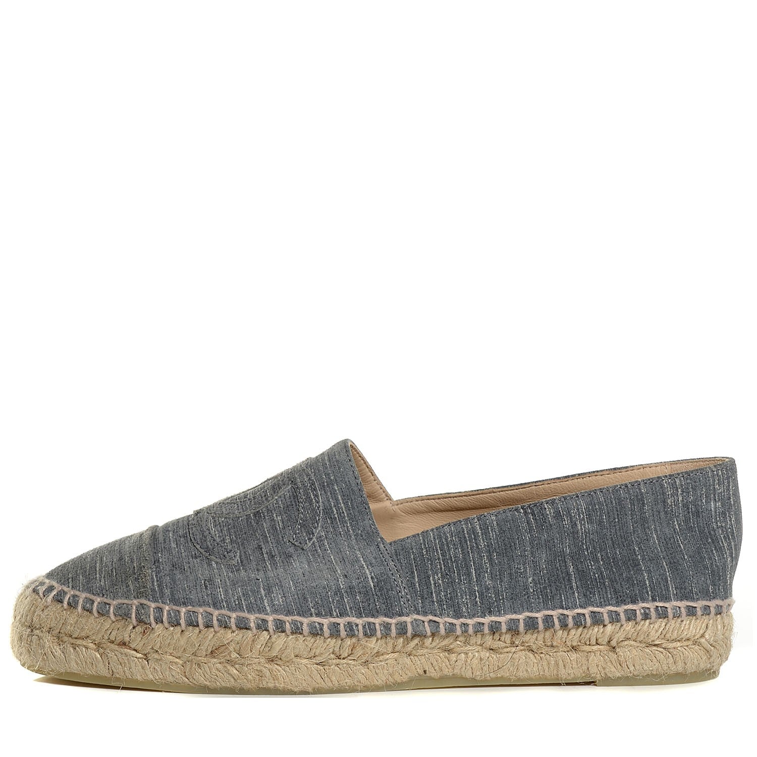 Chanel Striated Suede Espadrilles 40 Dark Grey 1 of 9